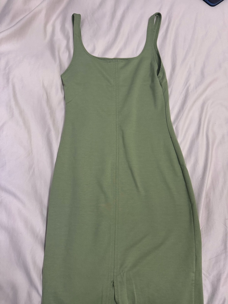 Zara Sage Green Ribbed Tank Midi Dress